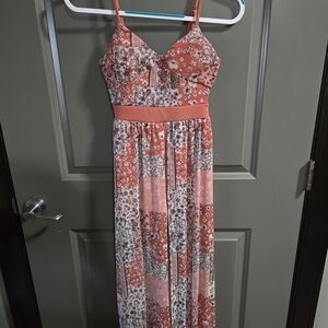 NOBO Women's Floral Patchwork Maxi Dress - Pink and Red